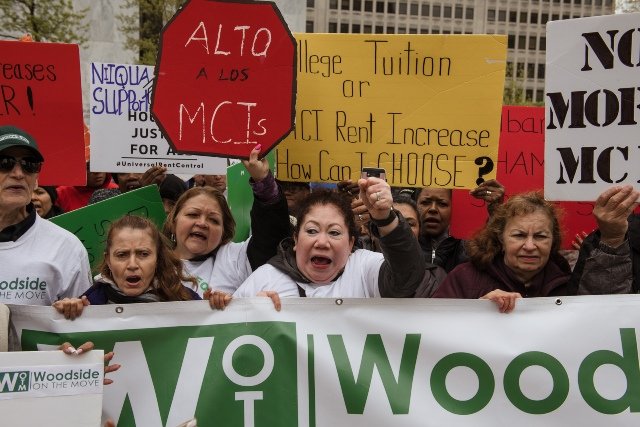 A tenant rally in Albany in May.