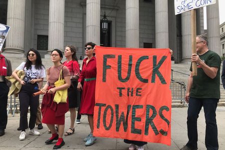 A protest against the Two Bridges development in June.