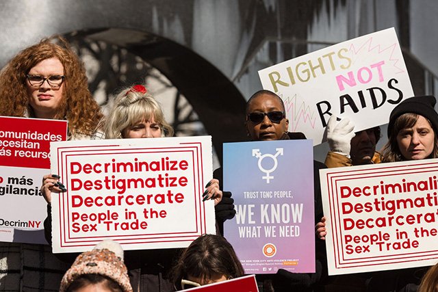 Decriminalization demonstrators at a February protest