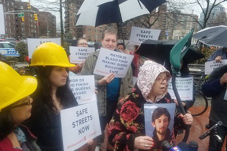 An April 2019 protest over the stalled Queens Boulevard bike lane