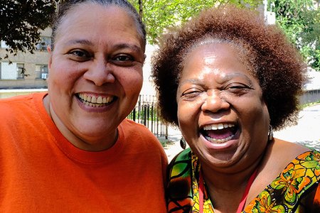 Occupy NYCHA organizers Cynthia Tibbs and Carmen QuiƱones.