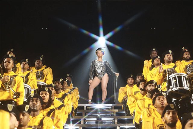 Beyoncé performing at Coachella in 2018