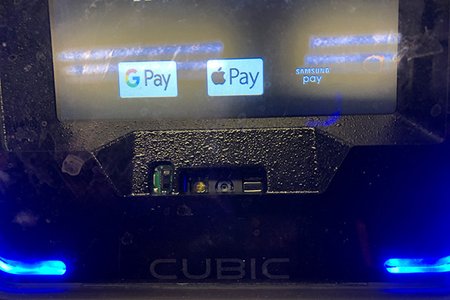 The camera is just under the OMNY scanning screen