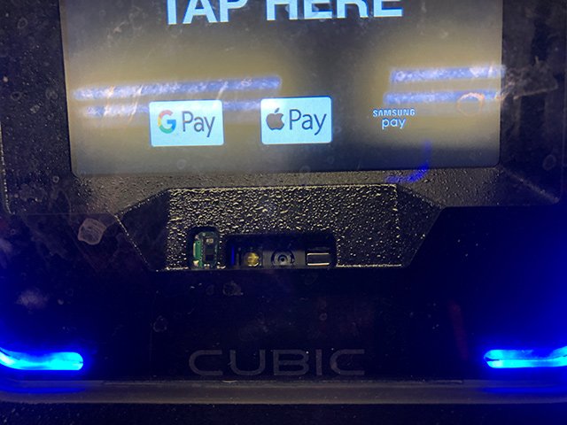The camera is just under the OMNY scanning screen