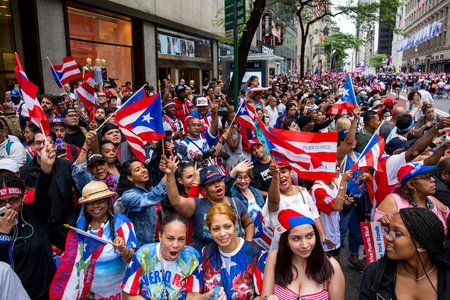 Revelers at the 2018 Puerto Rican Day Parade