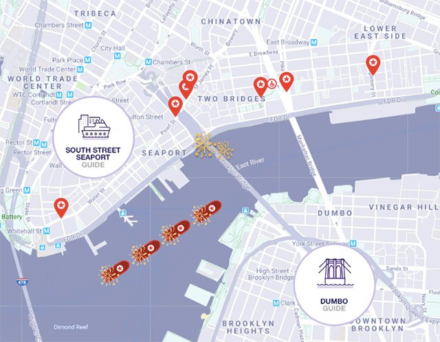 A map produced by Macy's shows where the fireworks barges will be located
