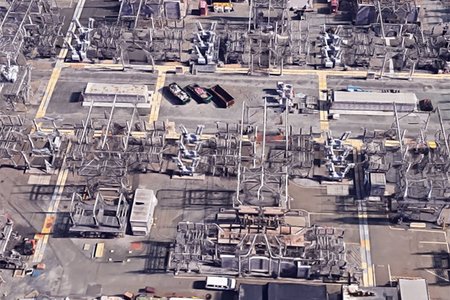 Satellite view of a Con Ed substation