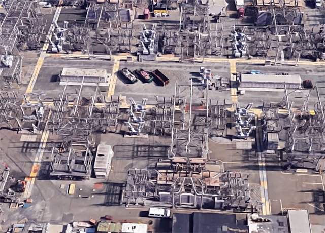 Satellite view of a Con Ed substation