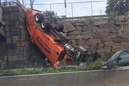 The truck that careened through the overpass onto Route 495