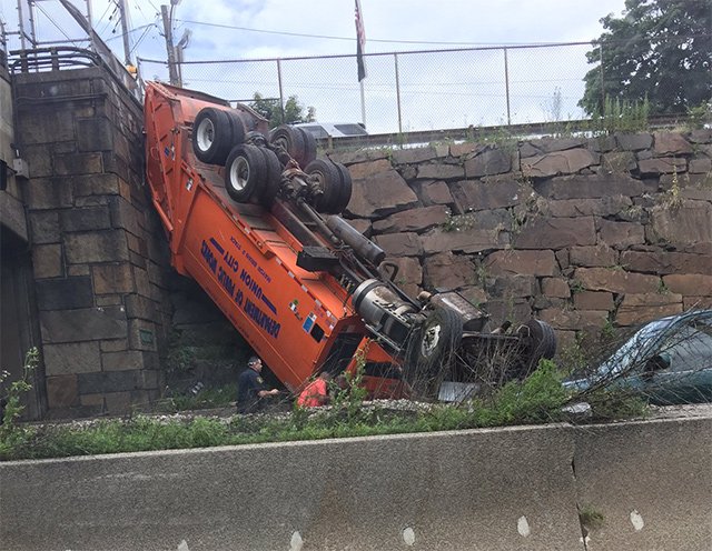 The truck that careened through the overpass onto Route 495