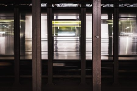 A subway car on the track
