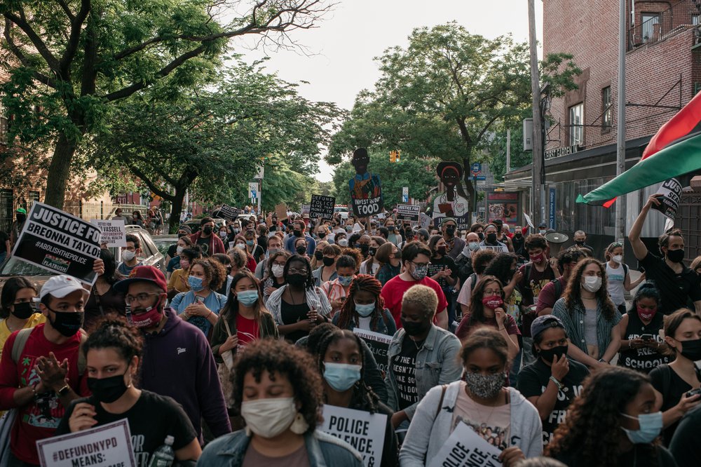 A march in Brooklyn marking the one-year anniversary of George Floyd's murder on May 25, 2020.