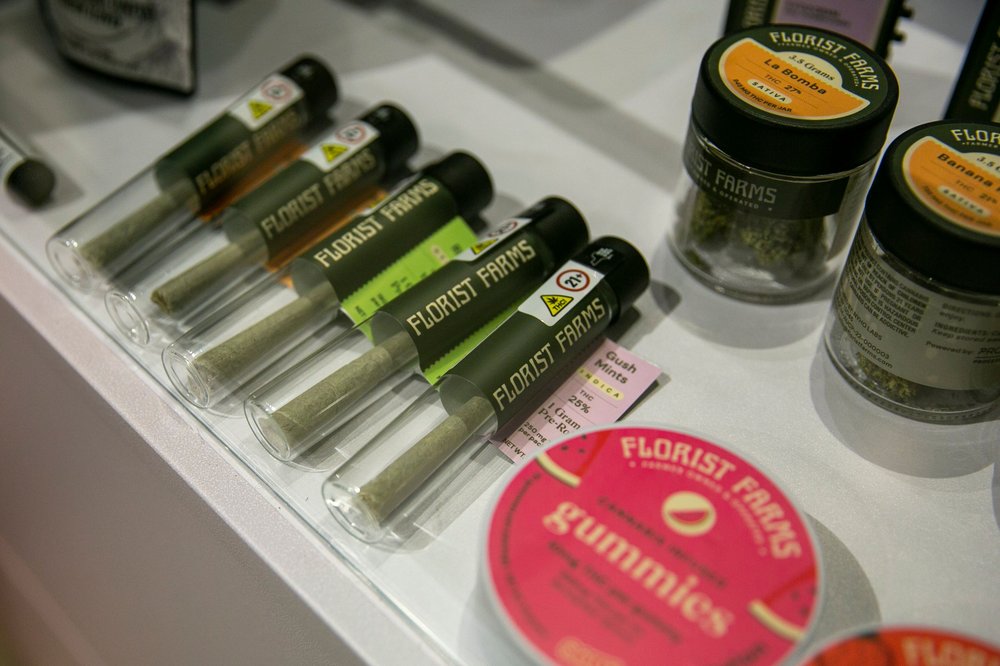 Cannabis products for sale are displayed at Housing Works Cannabis Co., during the first day of legal, regulated adult-use sales in New York City, Dec. 29, 2022