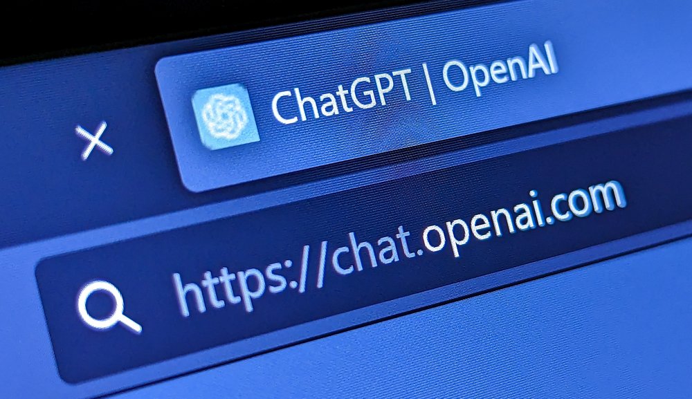 Closeup view of OpenAI’s ChatGPT user interface is displayed in a web browser.
