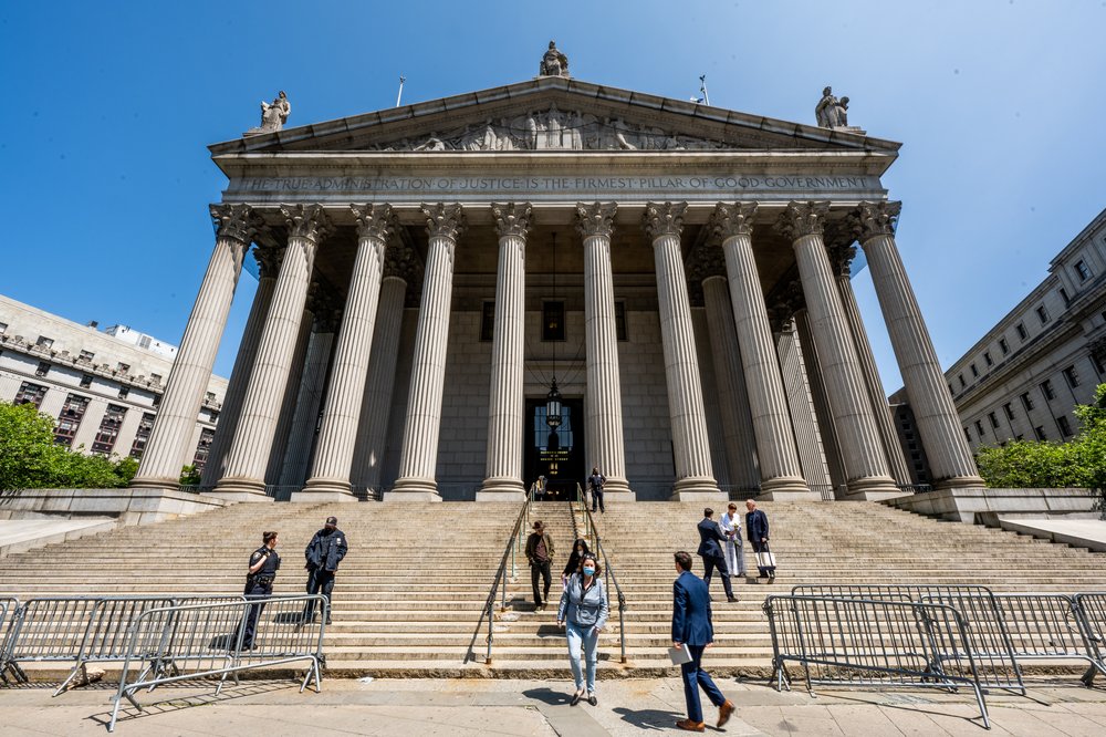A view of the New York County Supreme Court on May 18, 2023 in Manhattan.