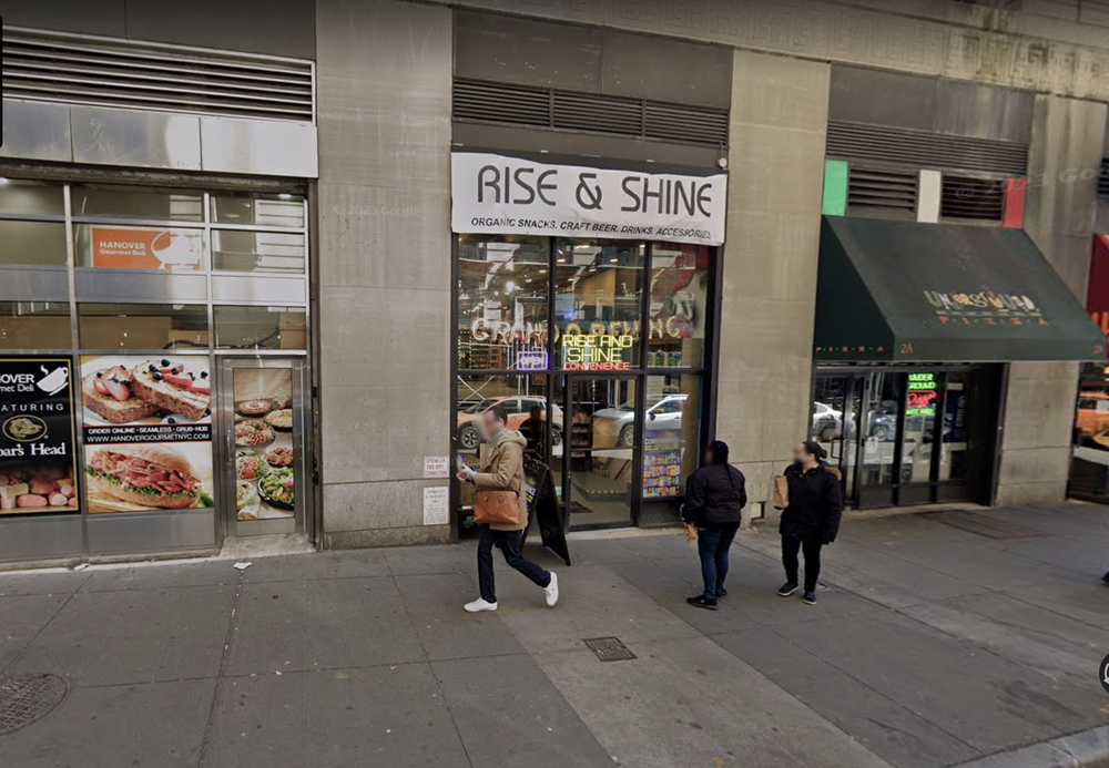 Rise and Shine Convenience, located in Manhattan’s Financial District, is one of 11 shops cited in a new enforcement action to stop unlicensed weed sales.