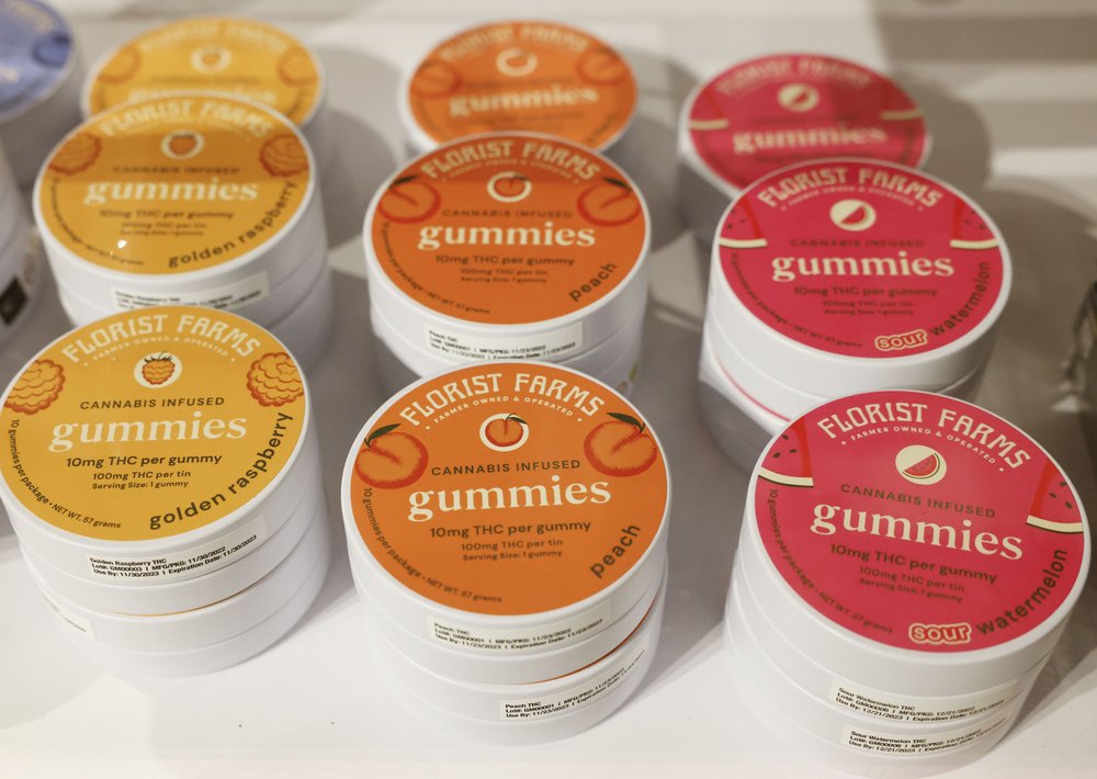 Florist Farms cannabis infused gummies are on display on the first day of legal recreational marijuana sales at the Housing Works Cannabis Co. in Manhattan.