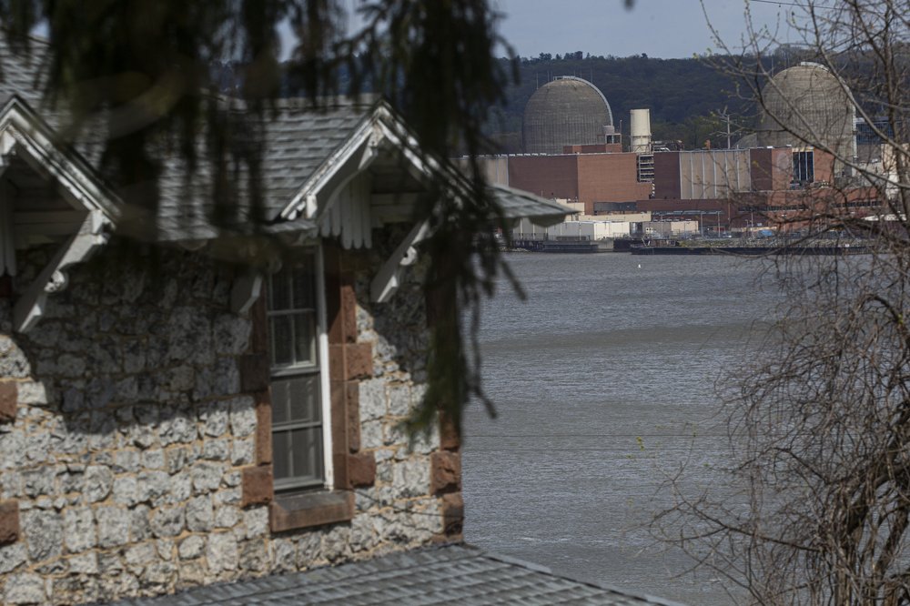 General view of Indian Point Energy Center plant seen from Tomkins Cove, New York on April 22, 2021.