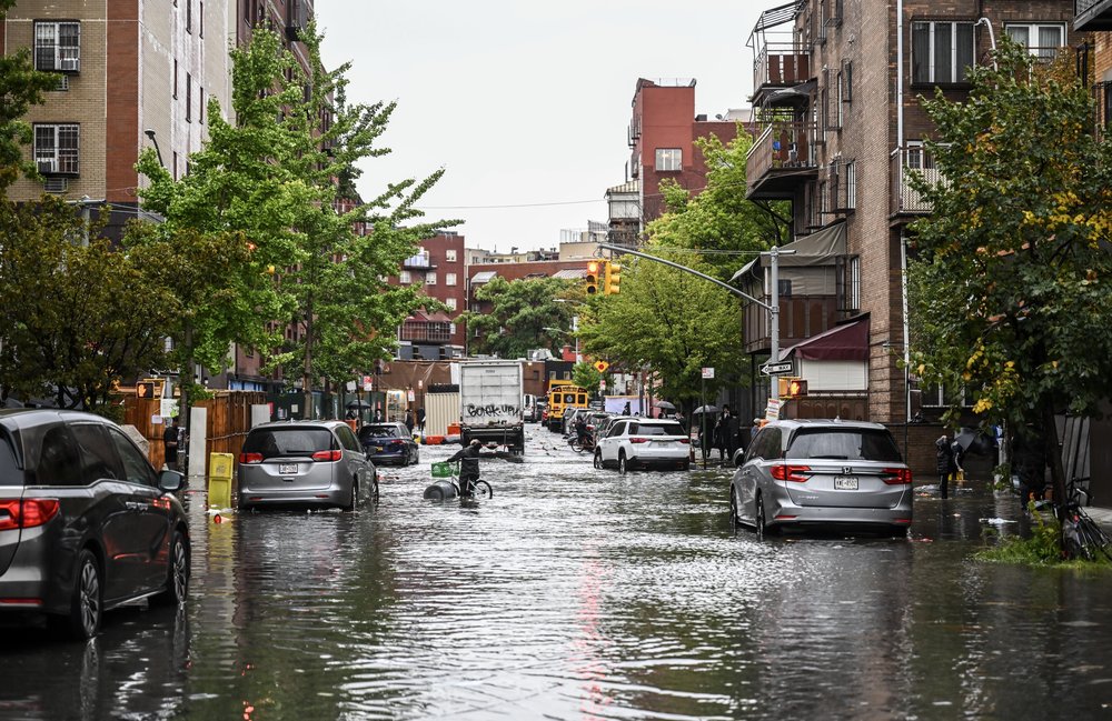 A flooded street in Williamsburg, Brooklyn, Sept. 29, 2023.