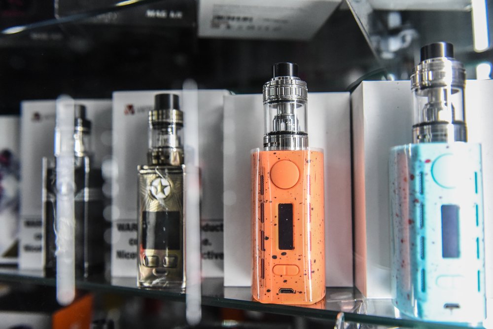 Vaping and e-cigarette products are displayed in a store on December 19, 2019 in New York City.