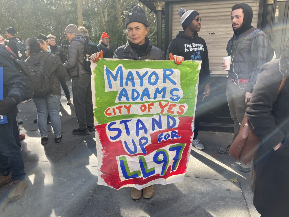 Protestors gathered noon Thursday at City Hall with the intent to blockade its west entrance.