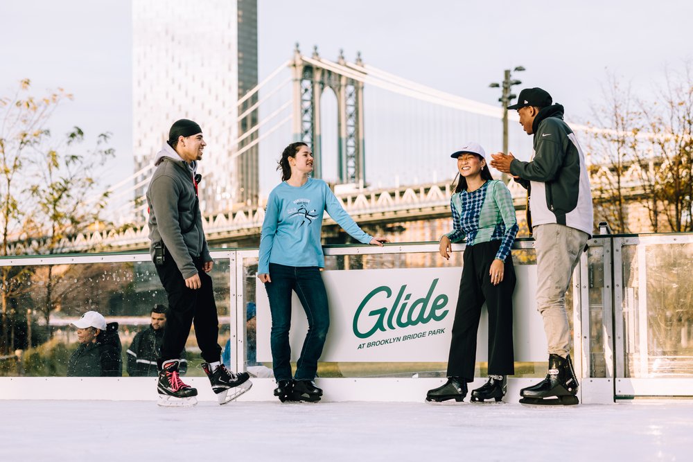 An exterior of an ice skating rink.