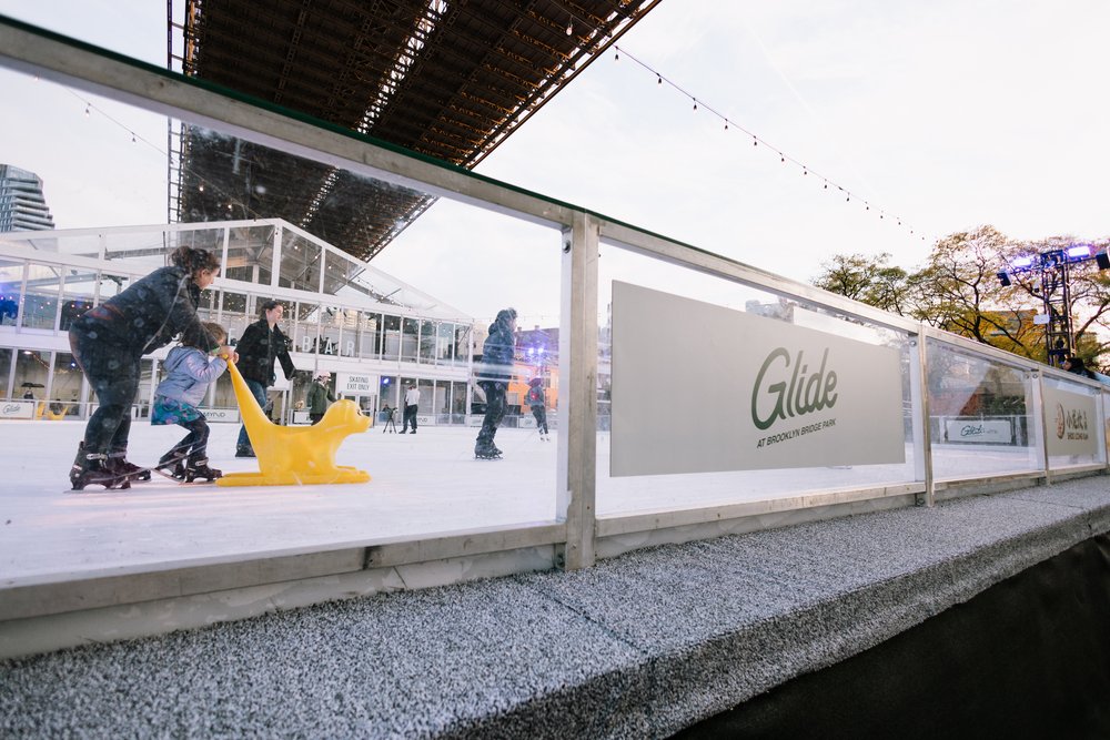 A picture of the exterior of an ice skating rink.