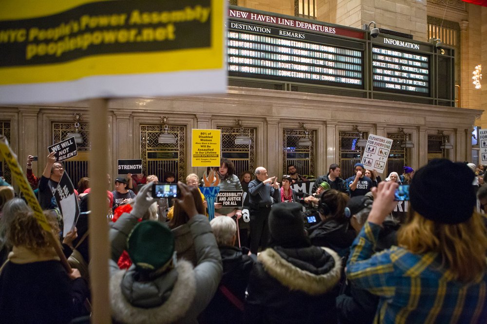 At the Non-March for Disabled Women in Grand Central Terminal (<a href="https://www.gretchenrobinette.com/">Gretchen Robinette</a> / Gothamist)