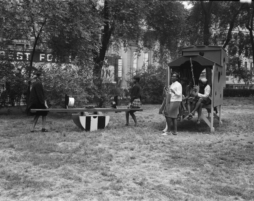 2e577e94f3williamaccorsi_playsculptures_unionsq_6-14-1967-jpg.jpeg William Accorsi, AOOGA, Union Square Park, 1967, NYC Parks Photo Archive. William Accorsi’s playful sculptures at Union Square’s “Check-A-Child” Playground were the first temporary public artworks installed in Union Square, and came 111 years after Henry Kirk Brown’s George Washington monument arrived in the park (the first permanent public artwork on city parkland).<br/>