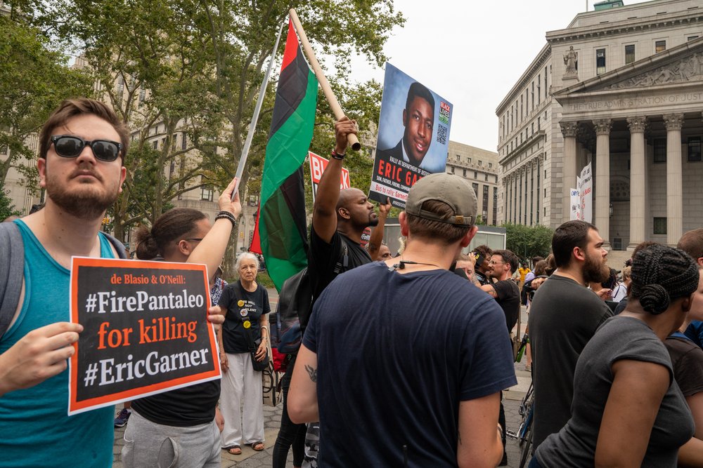 Protesters march on the fifth anniversary of Eric Garner's death<br>