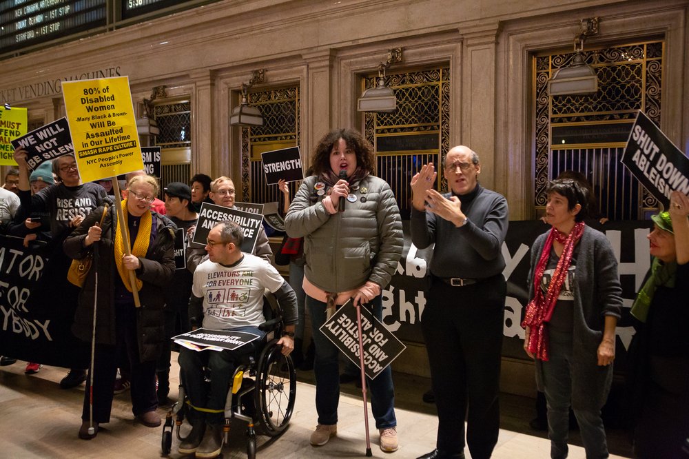 At the Non-March for Disabled Women in Grand Central Terminal (<a href="https://www.gretchenrobinette.com/">Gretchen Robinette</a> / Gothamist)