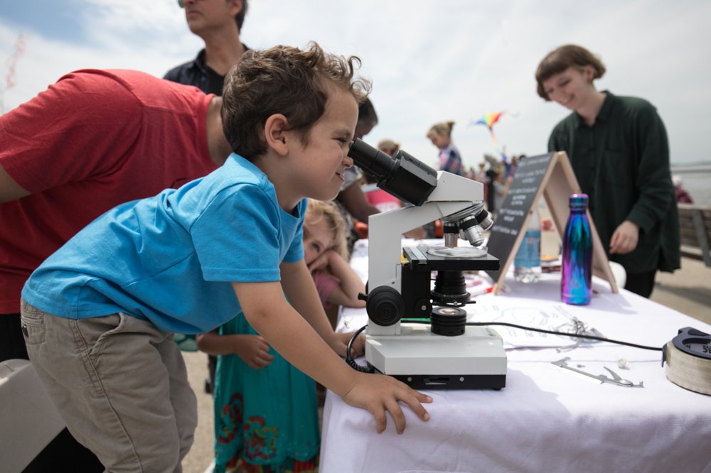 2f8d820a820180505-img_7543-jpg.jpeg Genspace brought a microscope to check out air and bacteria samples that were taken via petri dishes attached to kites!<br>