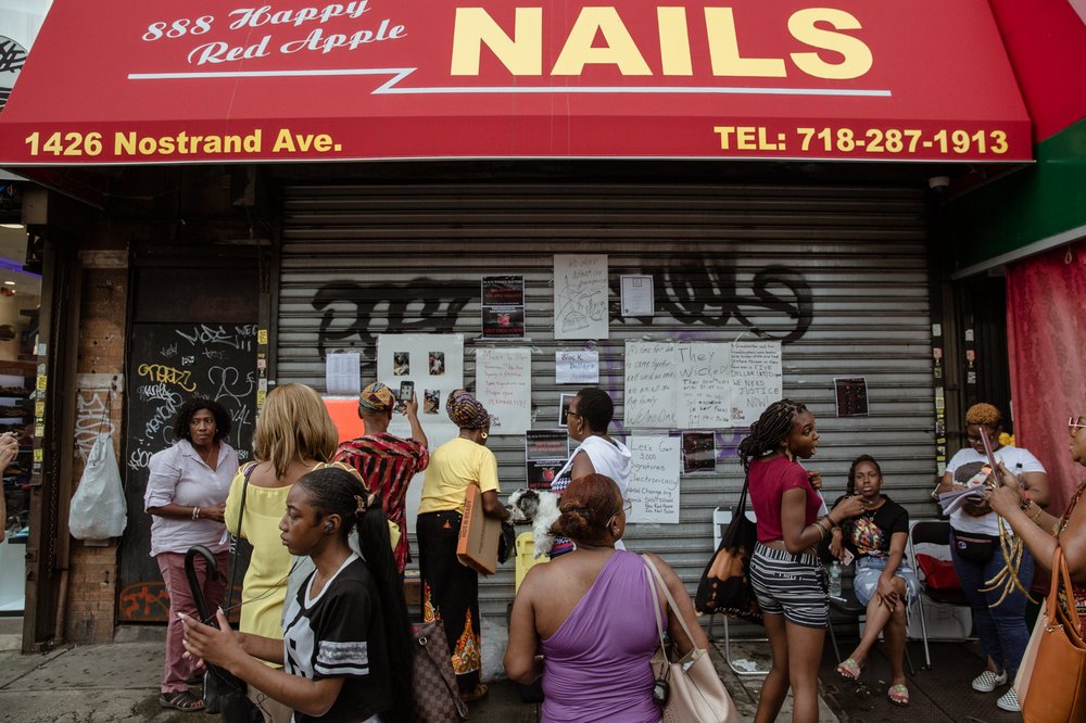 3162f989a20180807gothamist_nailsalonprotest-4-jpg.jpeg Outside the nail salon where the assault took place.<br>