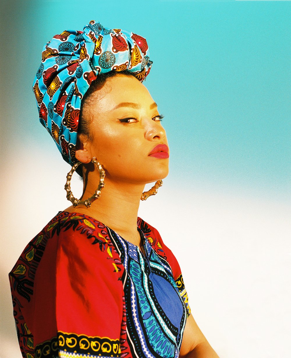 Dashiki, door-knocker earrings, and Dutch wax interpreted for Items: Is Fashion Modern? by Monika Mogi. © 2017 Monika Mogi. Image courtesy The Museum of Modern Art, New York