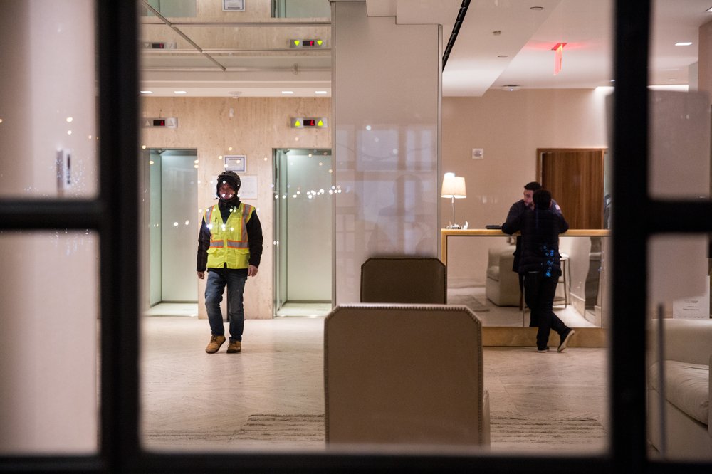 3251dfdc82018-01-18_heinsebikedigital-11-jpg.jpeg Chen Qixiong, 56, returns from making a delivery in a Midtown lobby. He estimates that his annual salary is around $19,000. "I’m doing such grueling work, such hard work, it’s so tiring and then we have to contend with the tickets and the fines," he says in Mandarin.<br/>