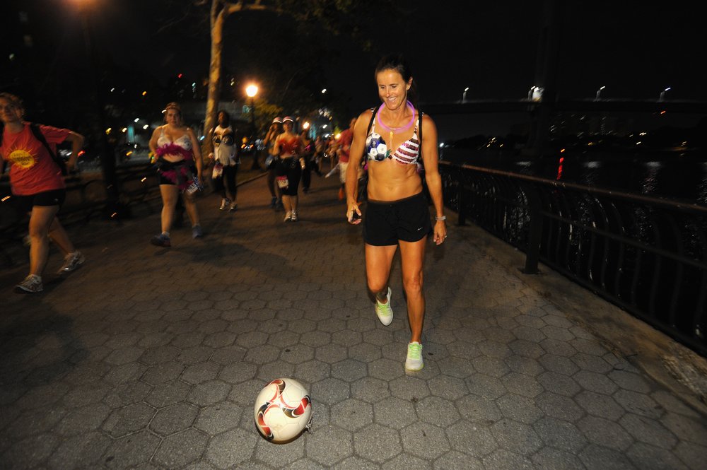 Chastain with a soccer ball