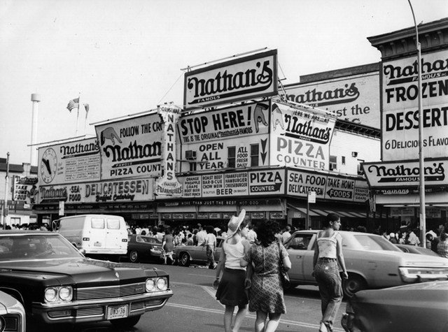 376NYC.jpg "April 1976: Nathan's Famous restaurant in Coney Island."
