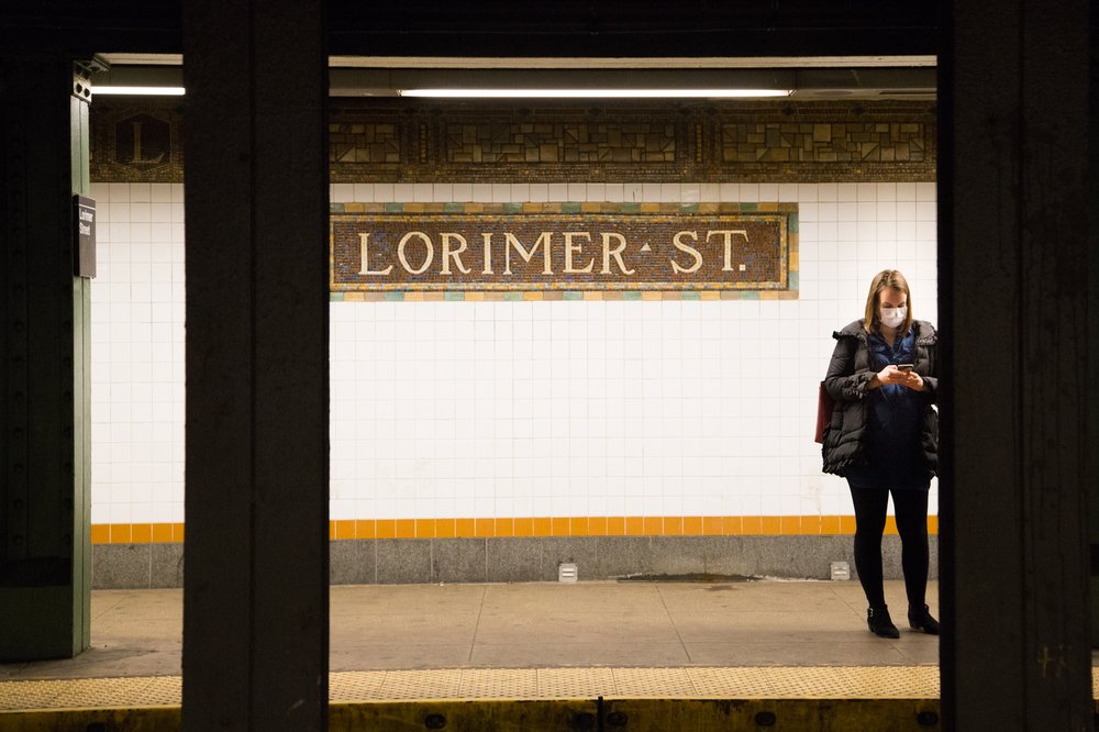 Commuters along the L line on February 6, 2019<br>