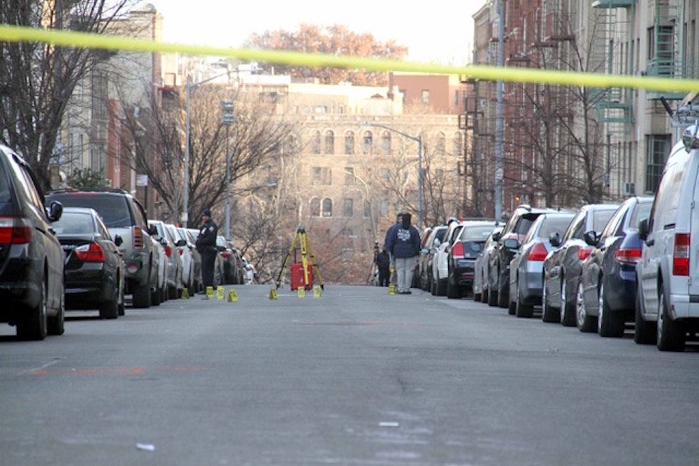 391d92a37loring-6-jpeg.jpeg Police take 3-D photos of the crime scene and shell casings found after a running gun battle along Loring Place North. (Photo by David Greene / Gothamist)