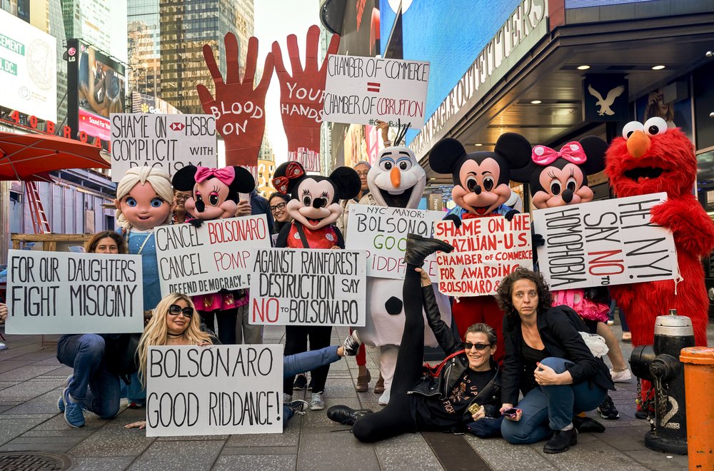 A shot from a previous day's protest outside the Marriott (Courtesy of George Day)