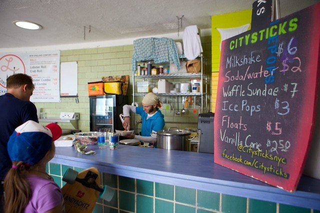 3rockawaycitysticks.jpg CITYSTICKSIf you prefer your frozen treats a bit more solid and served on a stick, Citysticks is your seaside ice pop savior. Their concession stand will be rolling out some fantastic-sounding frozen flavors this year, including strawberry mint, mango caipirinha, cucumber berry, and black grape kiwi (which features a chocolate sauce drizzle). Made with real fruit and often augmented by spices and savory vegetables, we recommend saving some space in your cooler and stocking up before you hit the beach. (Scott Heins)106-01 Shore Front Parkway // Website // Facebook