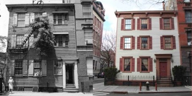 A wooden house located on 17 Grove Street, one of the many buildings in the GVSHP's new then and now map.