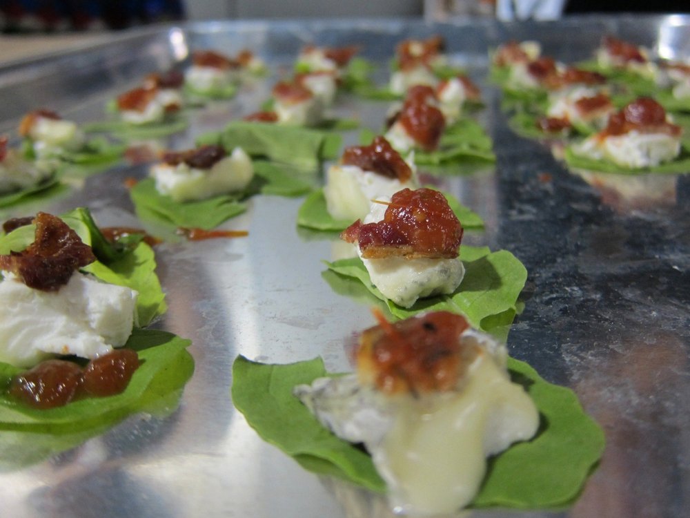 43fe954a5.jpeg "Bonne Bouche BLT with a smear of Bonne Bouche, bit of tomato and candied bacon on some greens," from Katie Renner, France 44, Minneapolis<br>