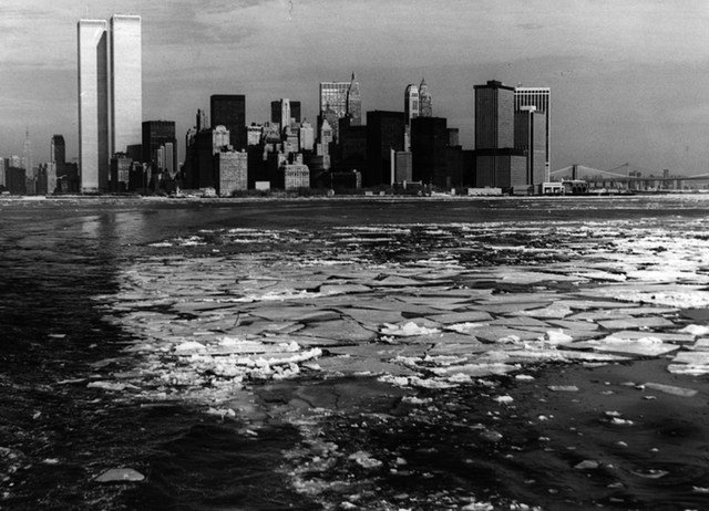 476NYC.jpg "January 1976: Ice forms on the river with temperatures dropping to minus eight degrees Fahrenheit. The Twin Towers stand on the left."