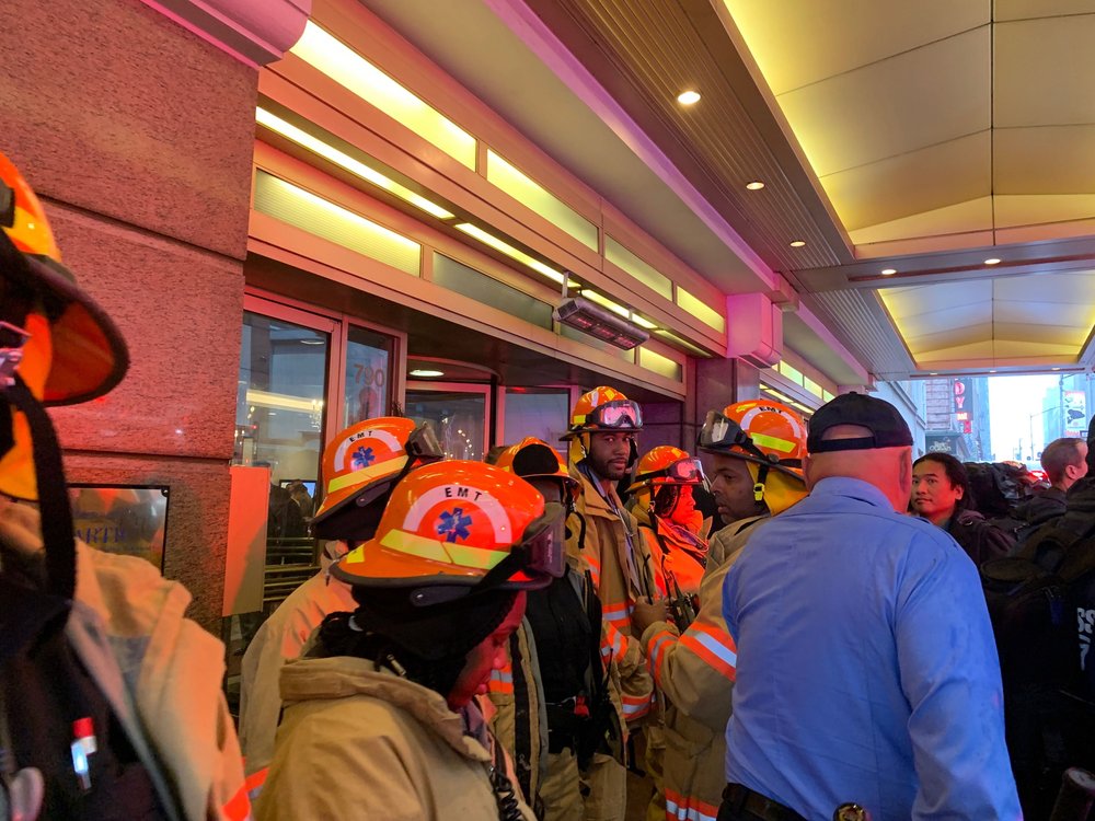 The emergency response outside 787 7th Avenue  (David "Dee" Delgado /  Gothamist)
