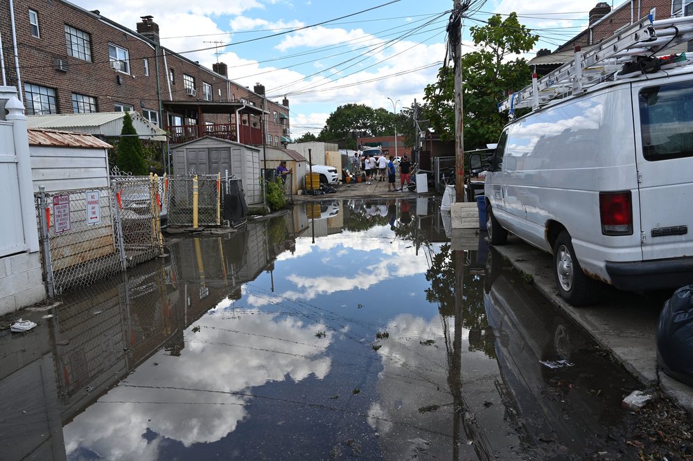 An alley in East Elmhurst, Queens where Hurricane Ida flooded certain neighborhoods, especially in Queens.