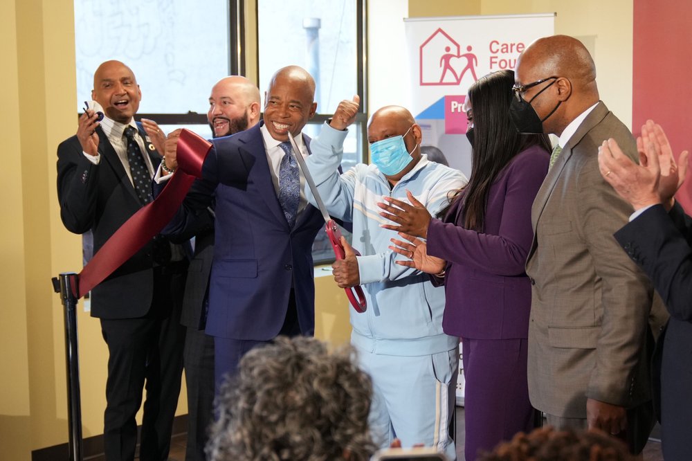Mayor Eric Adams attends the opening of the Morris Avenue Safe Haven in the Bronx in March.
