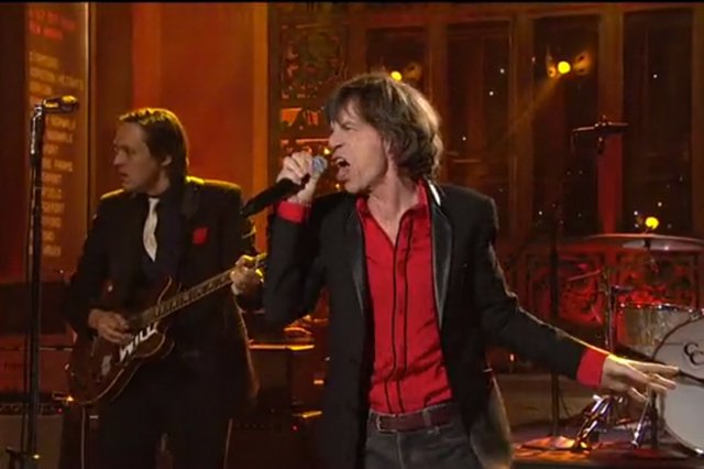 52012snljag.jpg Mick Jagger performed four full songs during the show: the best was the first, a ripping version of "The Last Time" with Arcade Fire. Then he did a medley of "19th Nervous Breakdown" and "It's Only Rock And Roll" with Foo Fighters. Lastly, he performed a newly-written blues song about the presidential election with Jeff Beck. "The Last Time" with Arcade Fire:"19th Nervous Breakdown"/"It's Only Rock And Roll" with Foo Fighters:"Tea Party" with Jeff Beck: