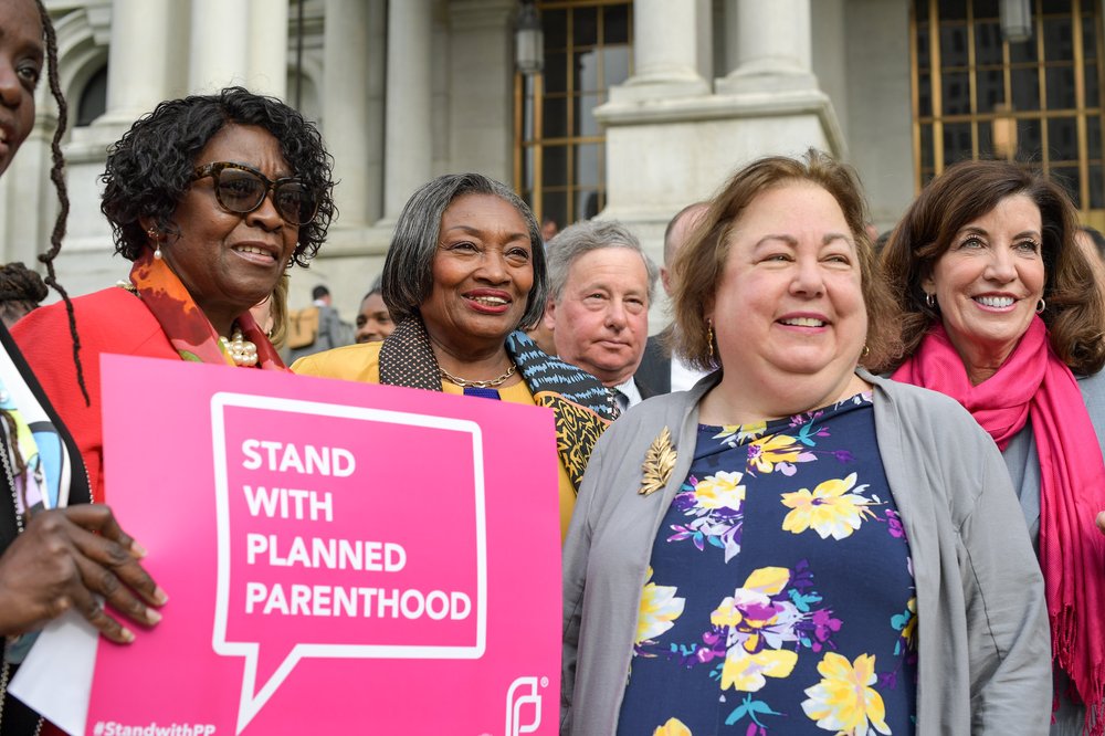 NYS Assembly Majority Leader Crystal Peoples-Stokes, Senate Majority Leader Andrea Stewart-Cousins, Senator Liz Krueger, and Governor Kathy Hochul. Stewart-Cousins signed Krueger's letter.