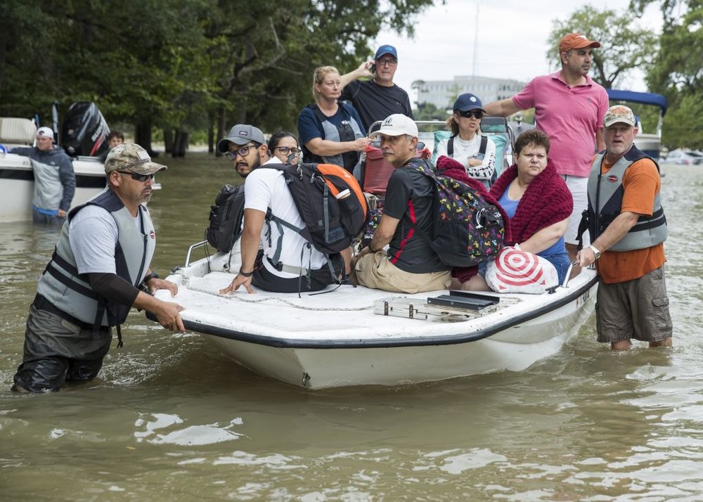 Residents living around the Energy Corridor of west Houston, Texas are rescued from flooded homes and apartments due to high water coming from the Addicks Reservoir after Hurricane Harvey on August 30, 2017 in Houston, Texas<br>(Getty Images)